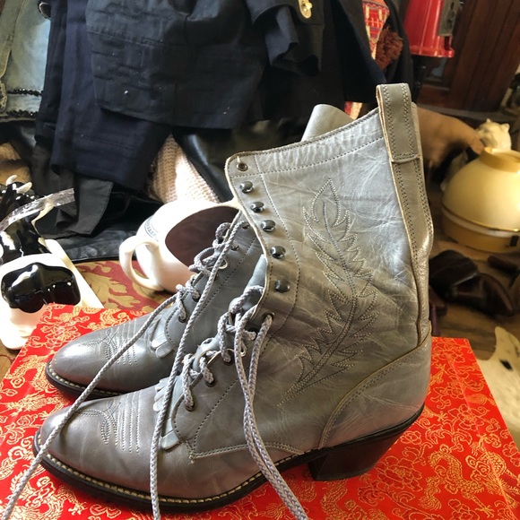 Roper boots, grey soft leather - Picture 3 of 5